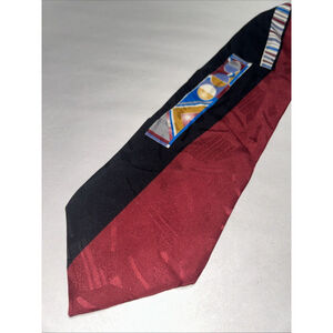 Zylos George Machado Italian Silk Tie Red And Black With Pops Of Bold Colors